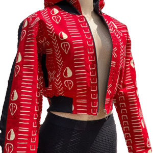 Red Ankara Long Sleeve Jacket