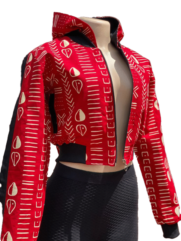 Red Ankara Long Sleeve Jacket